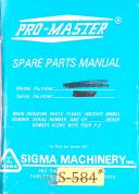 Sigma-Sigma Pro master 850, Spare parts manual-850-01